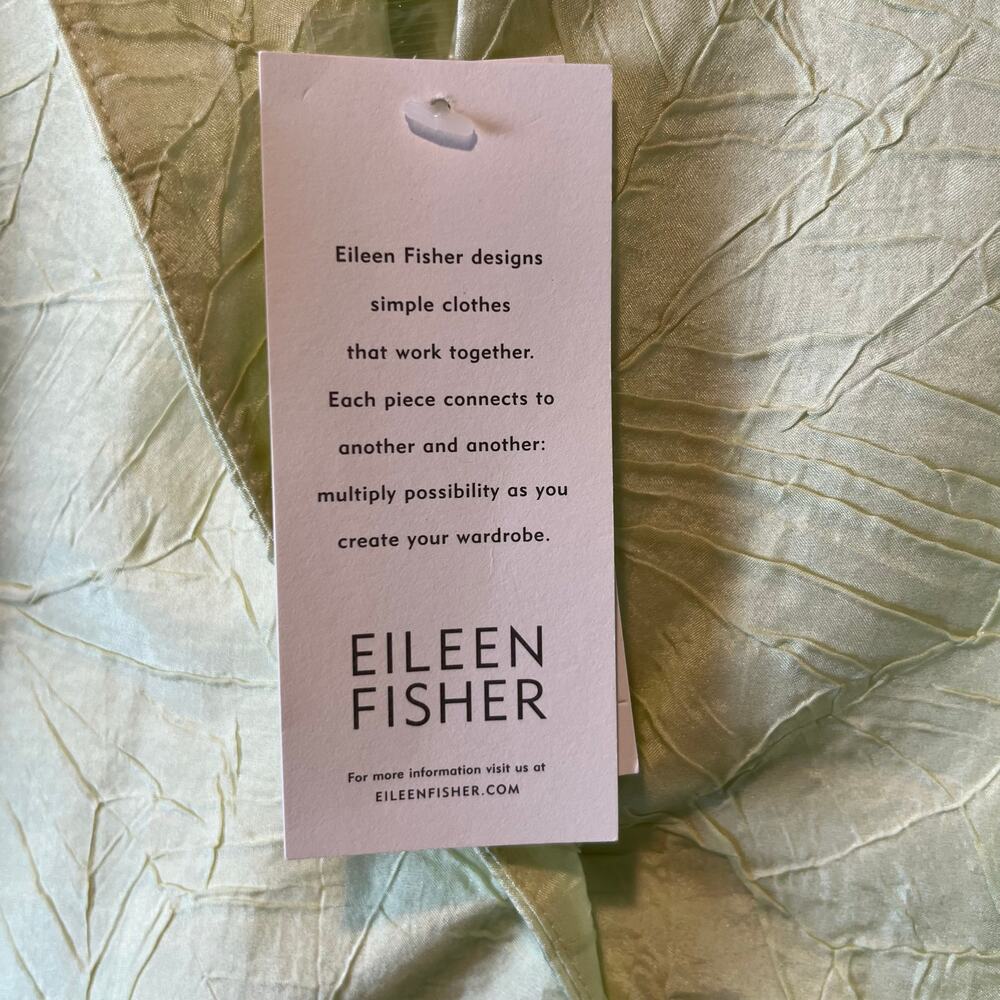 Eileen Fisher Green Crinkled Jacket Women's‎ Size Large Silk New - Picture 4 of 6